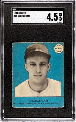1941 GOUDEY #16 GEORGE CASE BLUE SGC 4.5 VG-EX+ WASHINGTON SENATORS ...