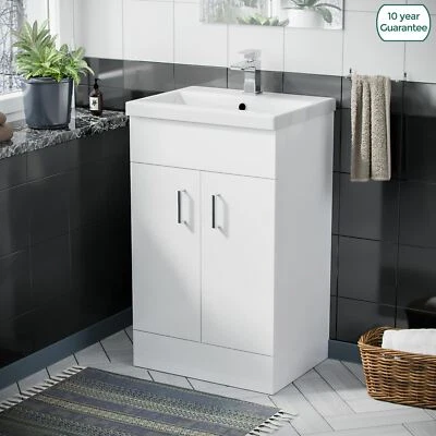 500mm White Basin Sink Flat Pack Vanity Unit Floor Standing |Nanuya