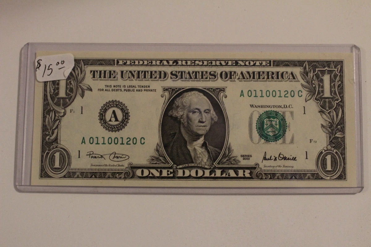 $1 2001 US Federal Reserve Small Notes for sale | eBay