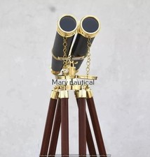 Vintage Nautical Solid Brass Binoculars W/Floor Standing Tripod Decor Gift 62 in