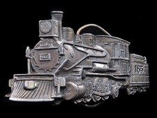 SB03122 NOS VINTAGE 1981 CUT-OUT  STEAM TRAIN ENGINE  RAILROAD BELT BUCKLE