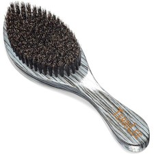Wave Brush for Men 360 Medium Hard Curved Beech Nylon Boar Bristle Grey Handle