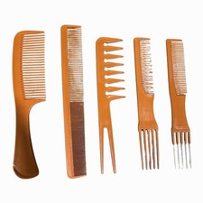 VTG 80 s 5pc Hair Comb Set For Men Women Parting Teasing Styling Rust Color