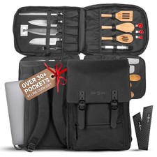 Chef Knife Bag Vintage Backpack  30 Pockets for Knives and Chef Tools  Kni...