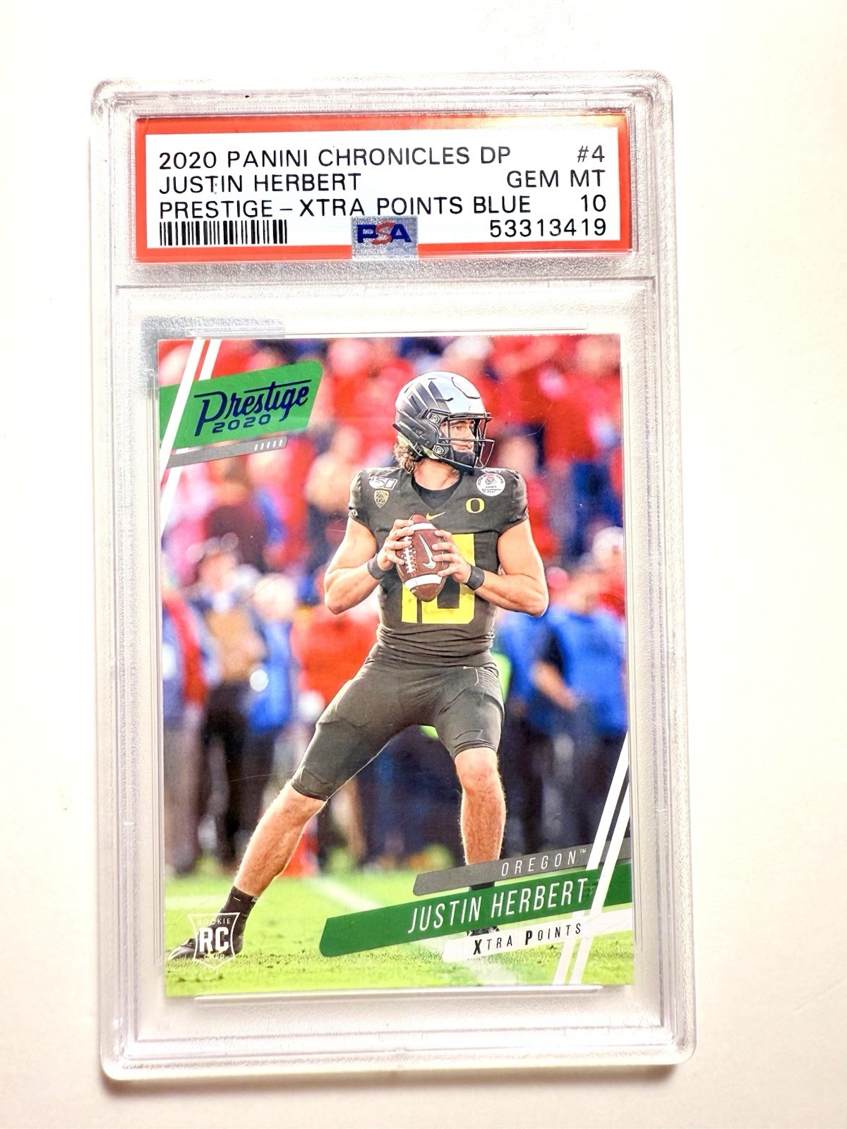 Justin Herbert Panini Chronicles Draft Picks Prestige #4 Xtra Points Blue