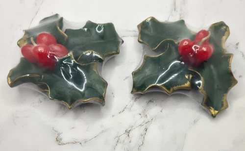 Beidermann Floating Candles Christmas Holly Berry 3 inches Lot of 2 Vintage - product listing photo