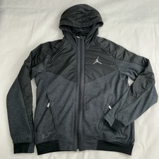 Nike Air Jordan Jacket Large Gray  Black Fleece Lined Hooded Zipper Jumpman