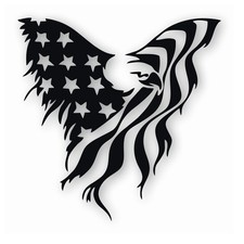 American Flag Eagle U.S.A. Patriotic - Vinyl Decal Sticker - CHOOSE Size Color