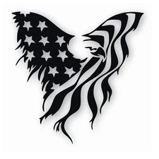 American Flag Eagle U.S.A. Patriotic - Vinyl Decal Sticker - CHOOSE Size & Color