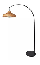 Very Home Schwarz Bogen Stehlampe Rattan Schirm Opal Kugel Leuchte E27 Neu