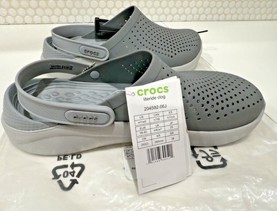 RARE! NWT Crocs Lite Ride Clog Slip On Shoe Smoke/White UNISEX M7/W9 SOLD OUT!