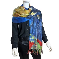 Van Gogh Dr. Gachet Art Print Fringe Shawl Wrap Scarf – Soft Acrylic Boho
