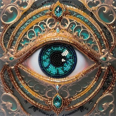 Evil Eye Bead Embroidery Kit   DIY Beaded Wall Art, Nazar Protection Decor
