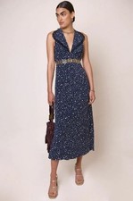 Rixo Sabrina dress scatter dot halter neck lapel dress - nearly new- size 8