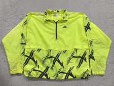 Vintage Nike Jacket Mens XL Neon Yellow Half Zip Windbreaker Abstract 80s Tag