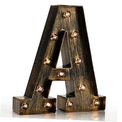 Pooqla Vintage Light Up Marquee Letters With Lights U2013 Illuminated Industrial Style Lighted Alphabet Letter Signs U2013 Coffee Bar Apartment Bedroom Wall Home Initials Decor A-Z | Country Walkin