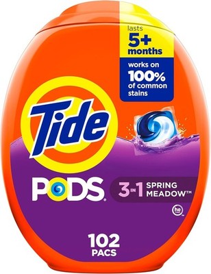 Tide PODS Liquid Laundry Detergent Pacs, Spring Meadow Scent, 102 Count