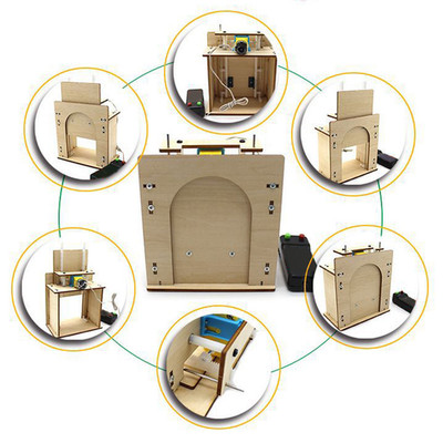 DIY Wooden Elevator Door Kit Educational Fun Toy For Kids 12.5cm Wood Excellent