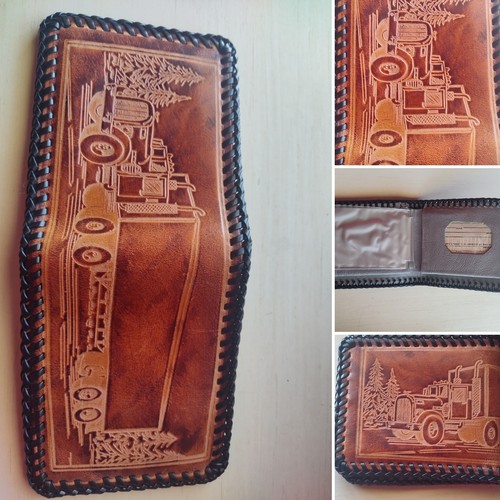 Vintage Tooled Leather Trucker Wallet 
