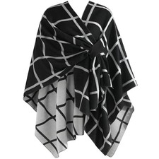 Shawl Wraps for Women - Open Front Ponchos for Women for Fall Winter Black