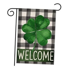 St Patrick's Day Garden Flag Vertical Double Sided Buffalo Plaid St. 12x18 Inch