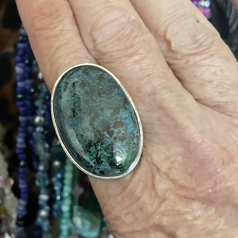 Ring 925 Silber, Edelstein mir unbekannt Gr. 57 Länge des Steins 4cm