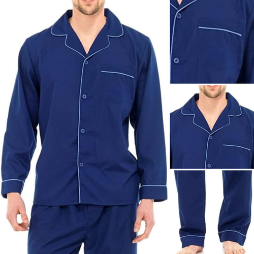 Mens Pyjamas Sets Classic Plain Pjs Nightwear Top Bottoms Lounge Pants Trousers - 第 9/20 張圖片
