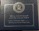 2025-S NAVY Privy American Silver Eagle $1 ASE OGP and COA - 250th Anniversary