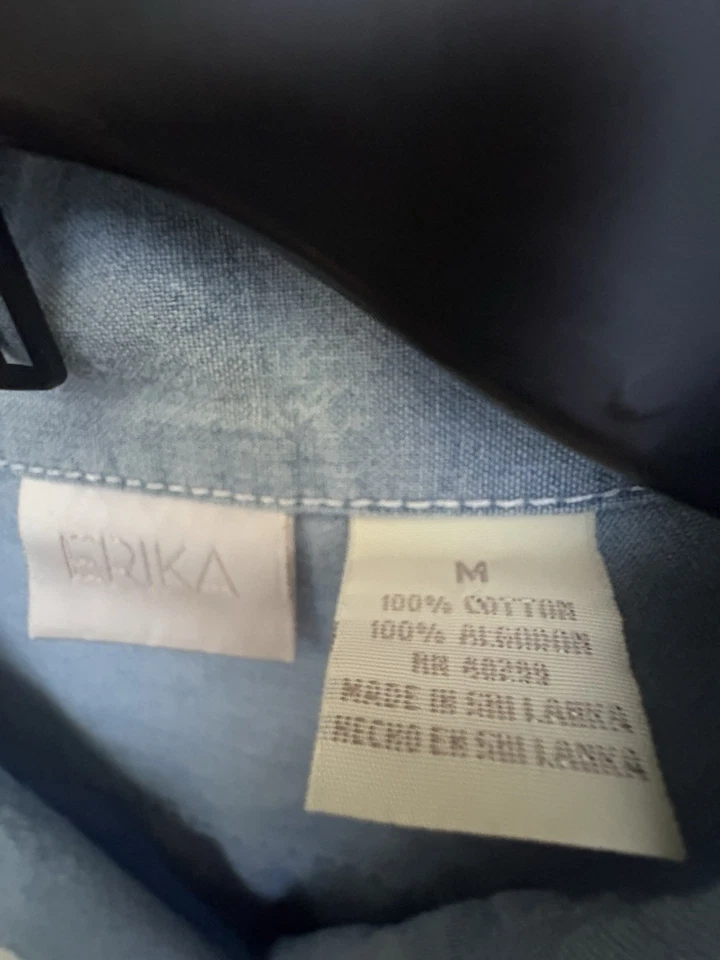 Camisa de manga corta Erika para mujer mediana cambray con botones 100 % algodón azul Foto 4 de 4