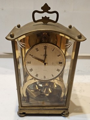 Vintage 1953 Schatz Germany Mid Century Brass Art Deco 400 Day Anniversary Clock