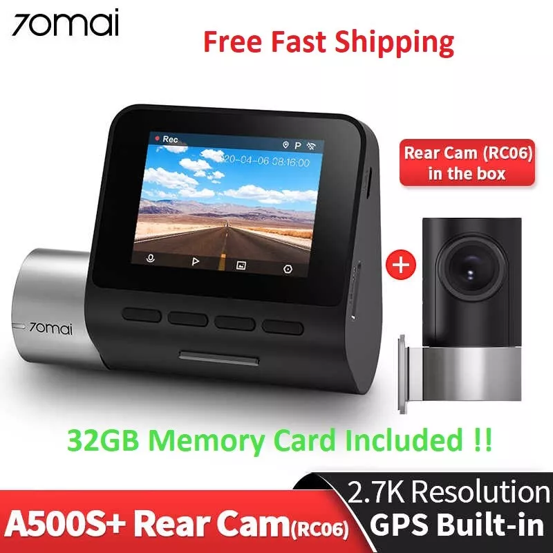 auroch Rejsebureau september in stock 70mai Dash Cam 2.7K 1944p A500S Xiaomi GPS ADAS Car DVR Parking  Camera | eBay