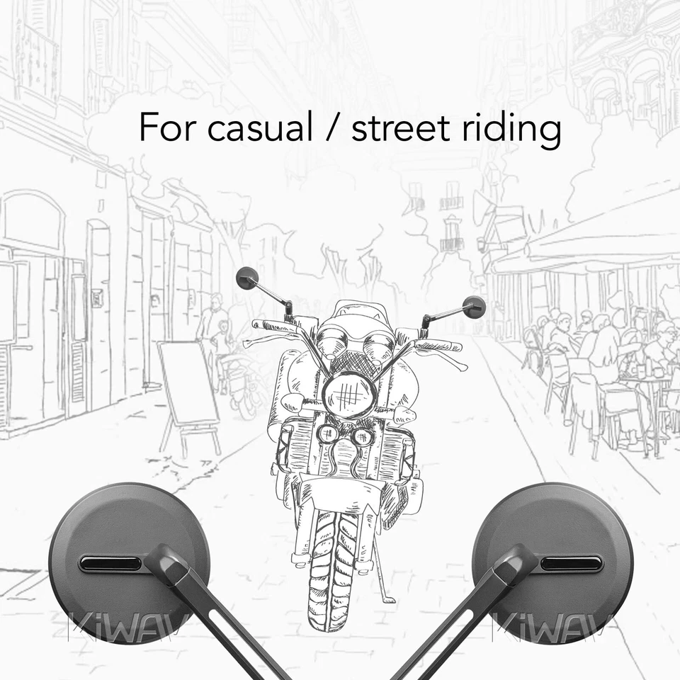 Espejos Super Slim OJO Redondos Negro Personalizado Moto Ebike con Adaptadores M10 Foto 3 de 4