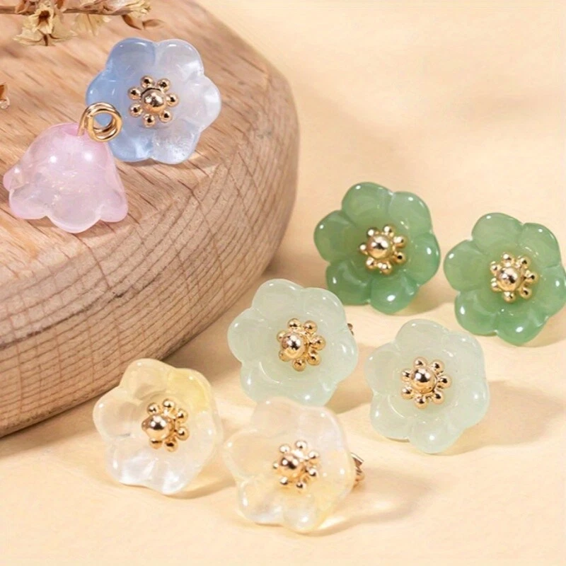 10X Cheongsam Button Imitation Jade Beads Shirt button Lily of The Valley Buckle - Image 2 of 4