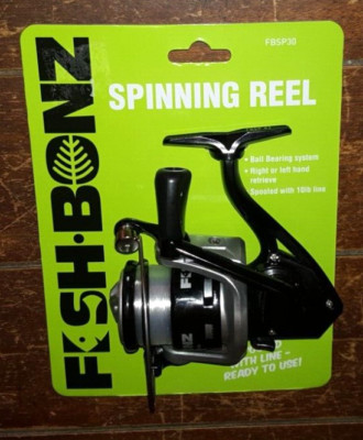 Fish Bonz Spinning Reel -Right/Left Hand Retrieve + Spooled w/10lb Line- #FBSP30