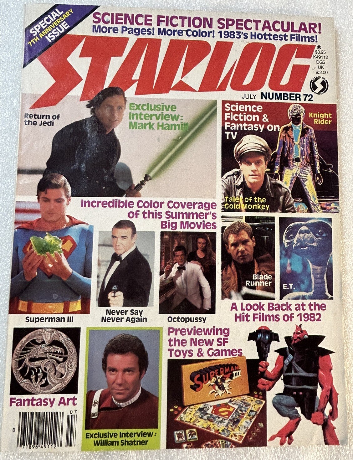 STARLOG July 1983 Issue 72 Mark Hamill Shatner ET Superman 3 Blade Runner Bond