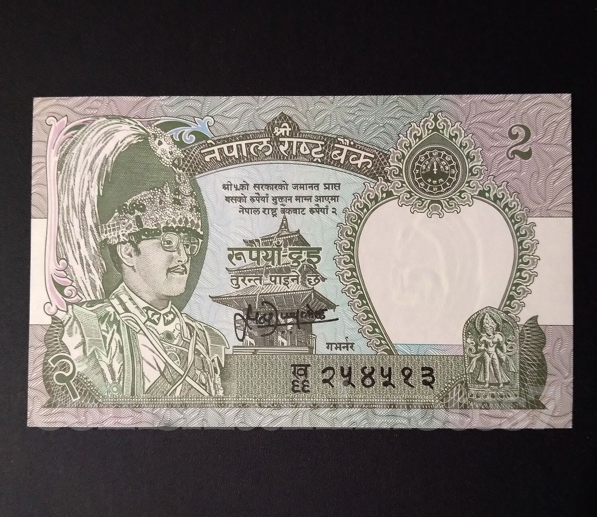 Nepali note ネパール札 2 rupee Nepal 2 Rupees 1995 Leopard & King Banknote World Paper