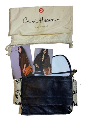 Ceri Hoover Clutch Crossbody Black White Fur Purse