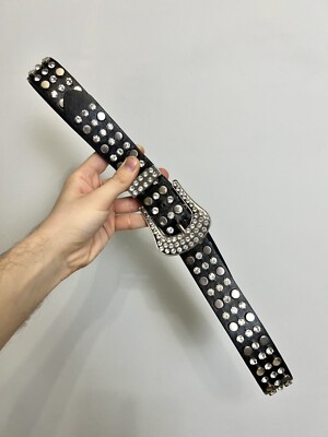 VTG Y2K Chevron Black Gold Silver Beaded Stretchy Belt Beaded stretch belt wide - Gem main image 4