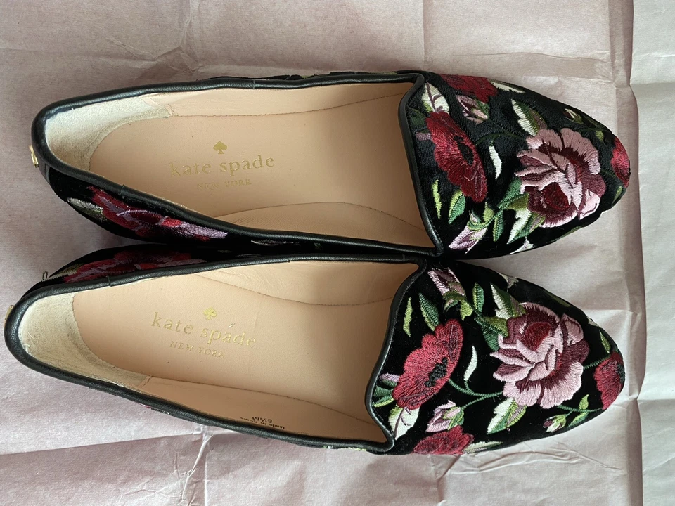 Kate Spade Swinton Velvet Embroidered Ballet Flats/Loafers Size 6.5 M US - Image 2 of 4