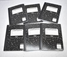Lot of 6 iScholar Composition Notebooks 9.75" x 7,5" 200 Pages Black Marble