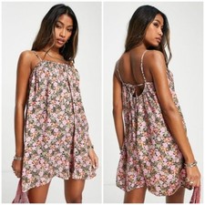 New Topshop Ditsy Chuck On Mini Romper Multi Floral Flowy Loose Sz 10
