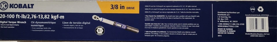 Kobalt  3/8-in Drive Digital Torque Wrench (20-ft lb to 100-ft lb), 0747422 - Image 3 of 3