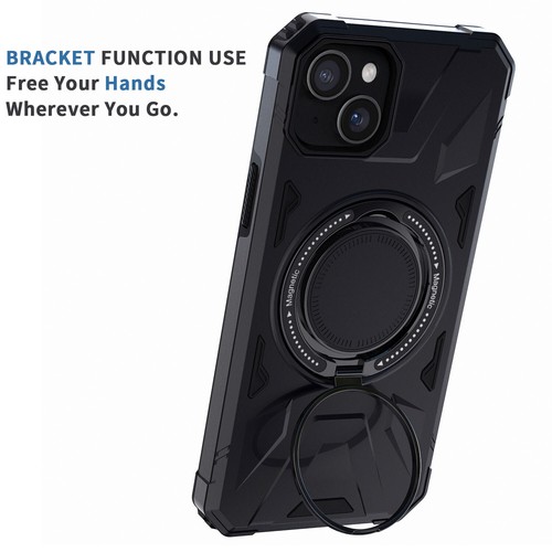 For iPhone 15 Plus/15 Pro/15 Pro Max Case Shockproof Magnetic Ring Stand Cover - Picture 7 of 25