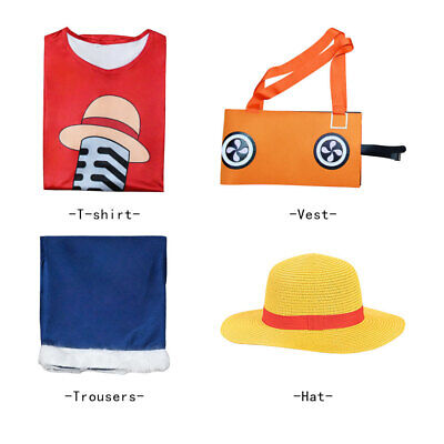 Cosplay Men Kids Halloween Party One Piece Monkey·D·Luffy Suit