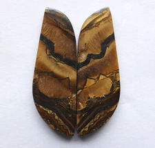 32.95 Cts Natural Tiger Eye (36mm X 12.3mm each) Cabochon Loose Match Pair 03