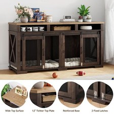 71" Dog Crate Furniture, Large Dog Kennel Indoor Dog Crate Furniture for 2 Dogs