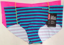 NWT REEBOK PERFORMANCE TRAINING 1 PINK 1 MULTI STRIPE HIP HUGGER PANTY LARGE