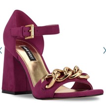 Nine West Jerri women’s chain link dress sandals Sz 5 cherry color NWB