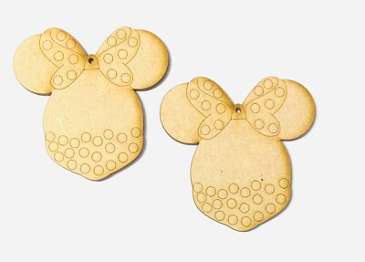 Minnie Maus Kopfform x2 Größe 100 mm, Mdf 3 mm, Basteln, Dekoration, Geschenk
