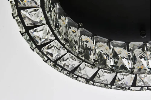 Crystal Foyer Dining Room Flush Mount Light Fixture Black Chandelier Lighting - Picture 8 of 8